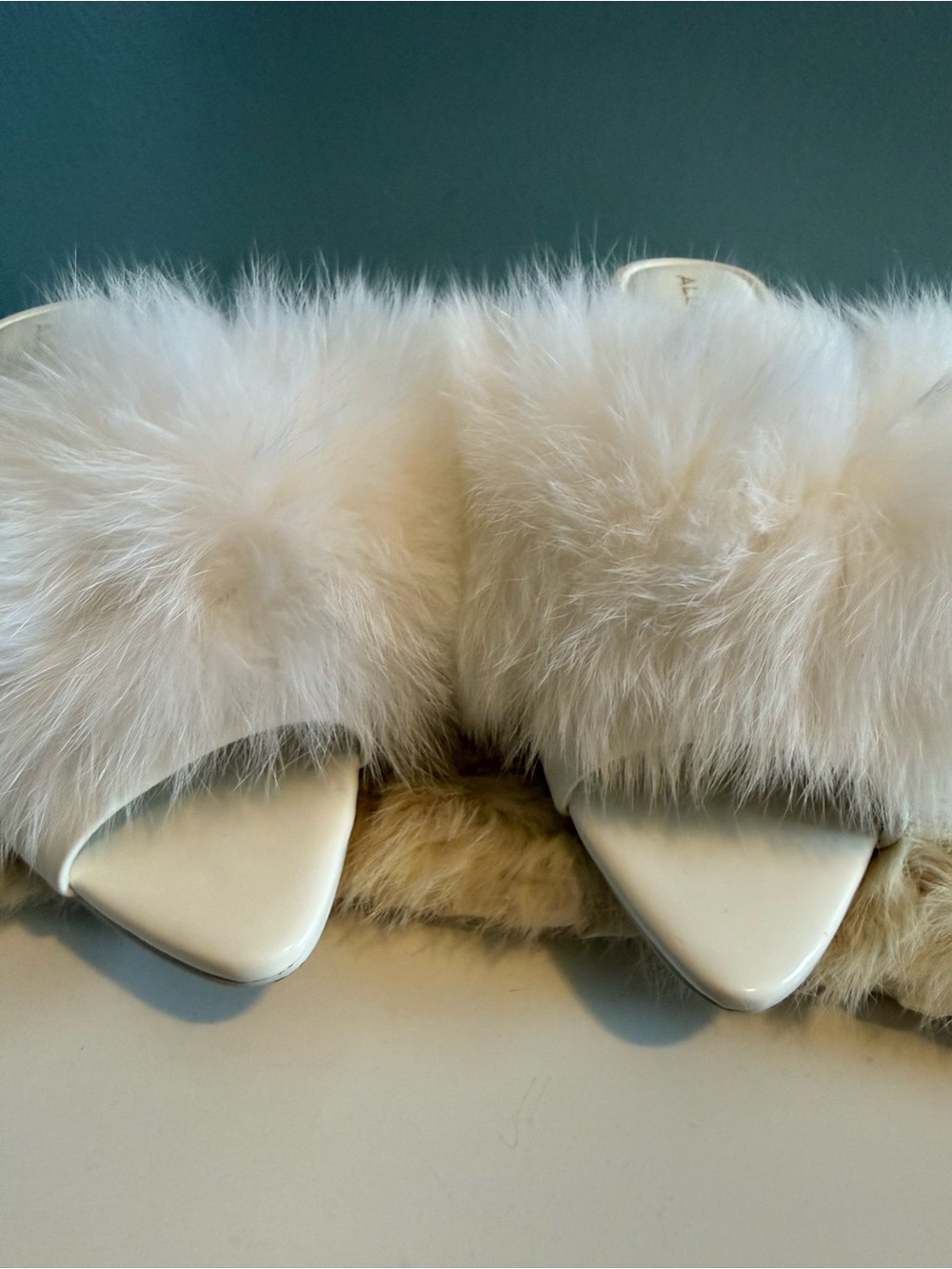 ALDO White Faux Fur Pointed Toe Stiletto Cushioned Heels - Picture 4 of 11